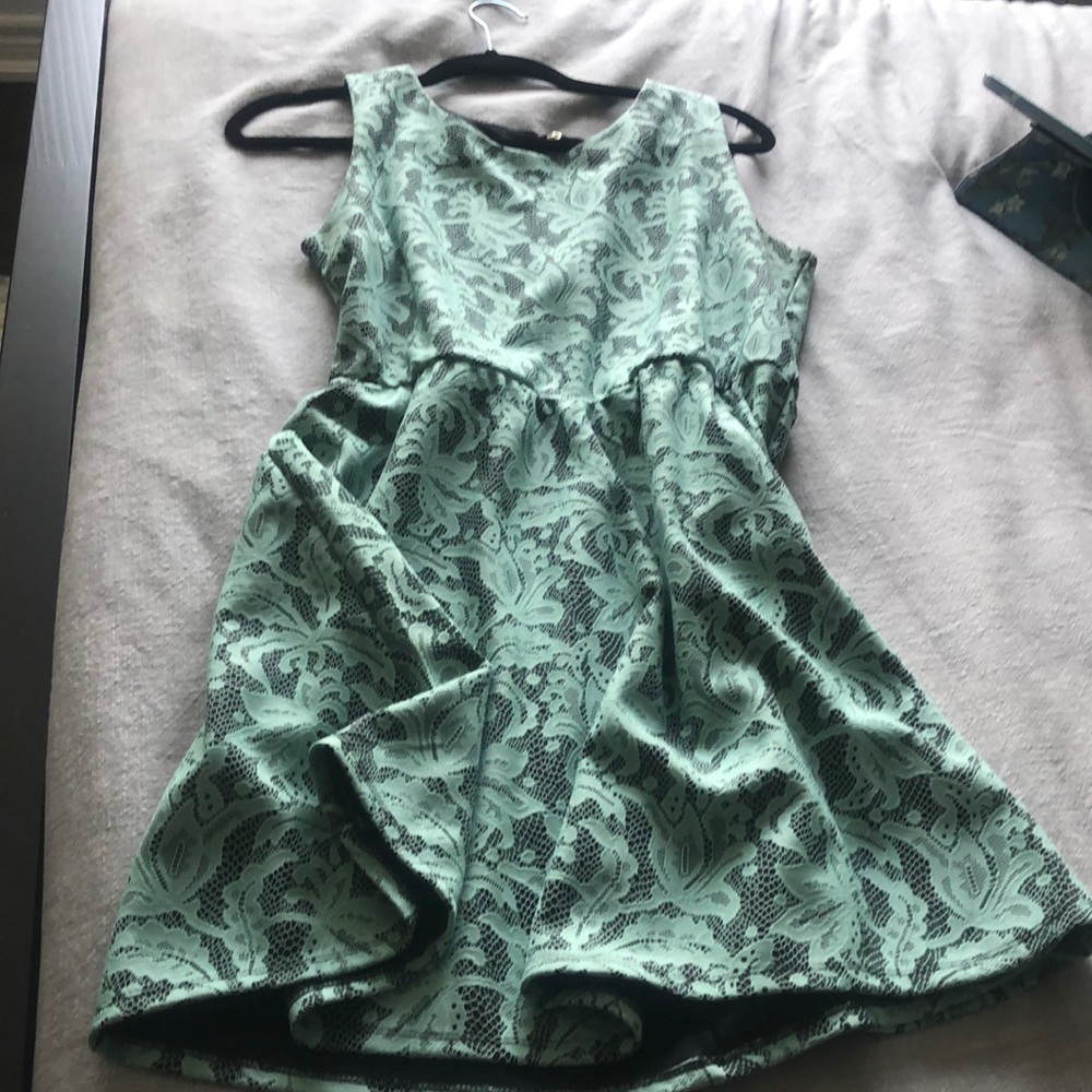 Vintage looking lace dress. Mint green fitted waist